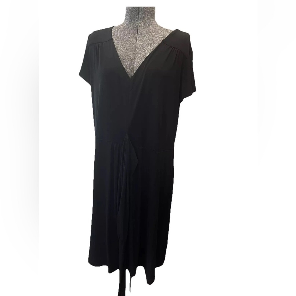 Attention XL ladies black v neck dress-tie-NWOT-summer-Midi-wrap tie-cocktail